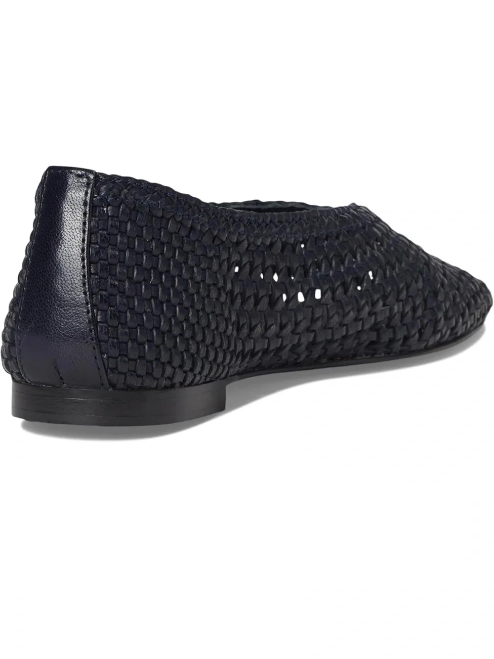 Navy Woven Leather Ballet Flats